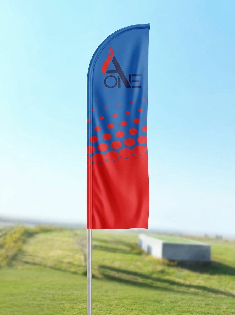 A One feather flag produced by Arab Flags