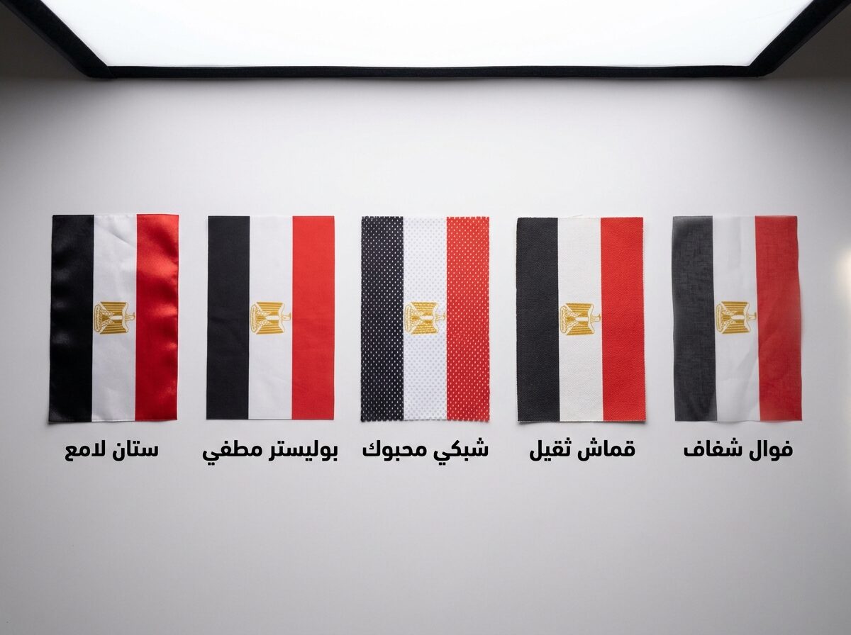 خامات الأعلام المتعددة: ساتان وبوليستر وشبك وكانفس — flag fabric materials